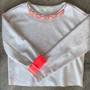 Gianni Bini Jeweled Neckline Sweatshirt (XS)